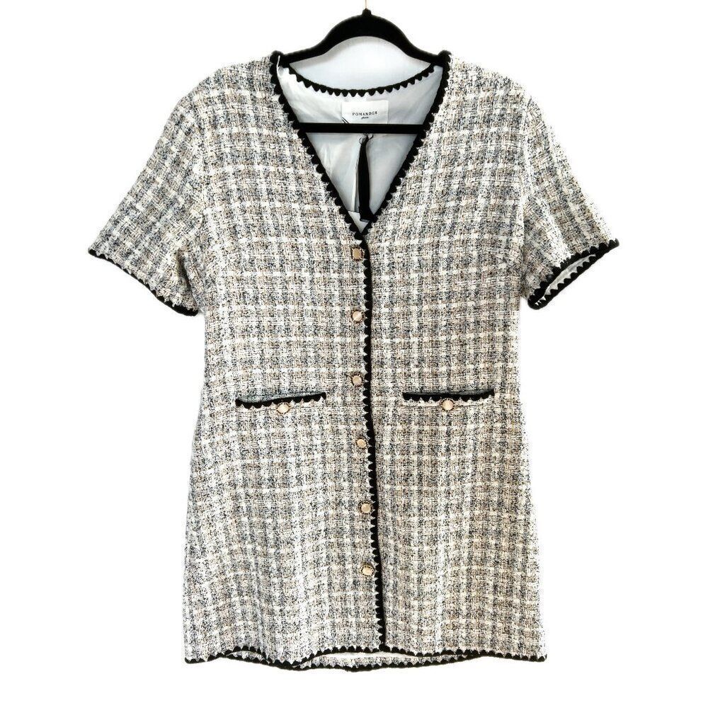 NWT Tuckernuck Pomander Place White Black Tweed Josephine Dress Large - Picture 6 of 15